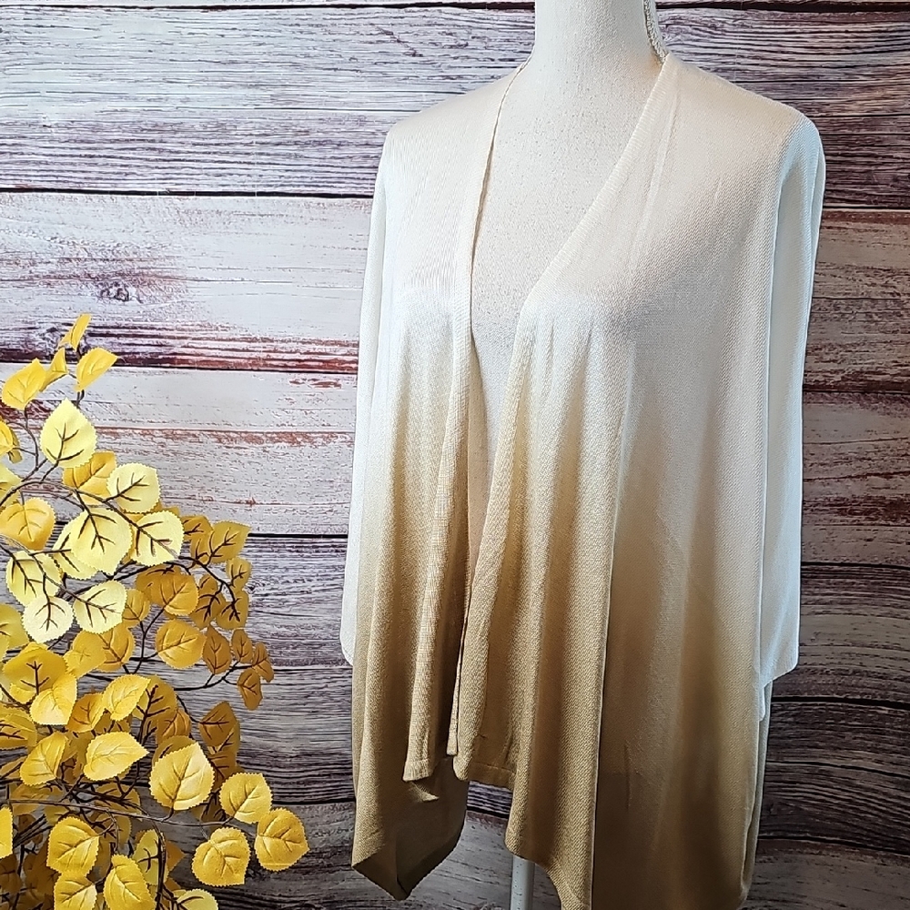 NWT MIXIT WHITE & TAN OMBRE OPEN FRONT CARDIGAN COVER-UP